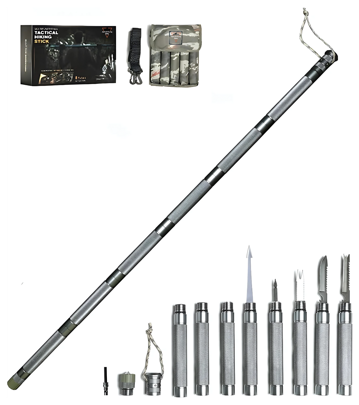Tactical Walking Stick - Hiking Survival Staff